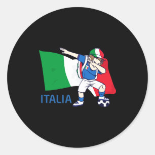 Italien Fußball Fan Kind Dabbing Schüler T-Shirt Runder Aufkleber