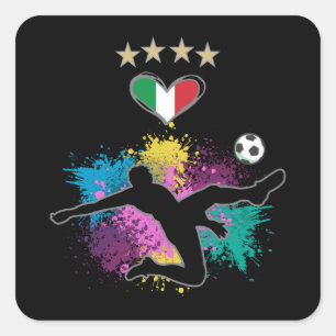 Italien Fußball Fan-Shirt Flagge Splash Quadratischer Aufkleber