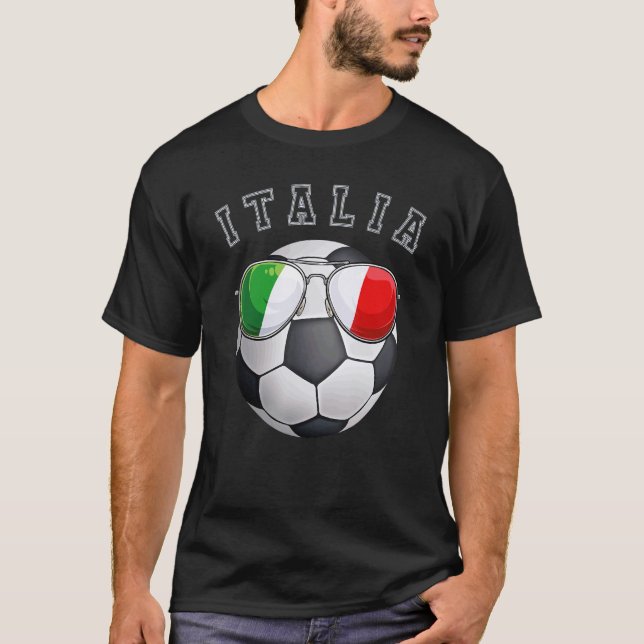 Italien Fußball Fan Sunglass Fußball Italienisch T-Shirt (Vorderseite)