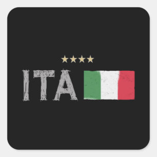 Italien Fußball Fan T-Shirt Flagge Quadratischer Aufkleber