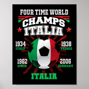 Italien Fußball mit Pokaljahren für Italia Fußball Poster