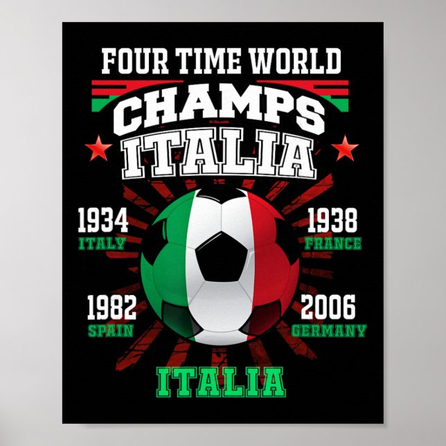 Italien Fußball mit Pokaljahren für Italia Fußball Poster (Vorne)