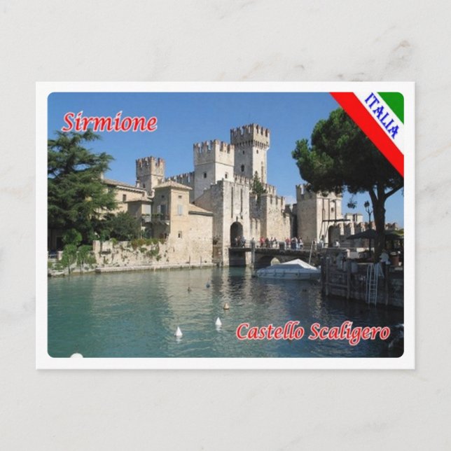 Italien - Gardasee - Sirmione - Burg Scaligero - Postkarte (Vorderseite)