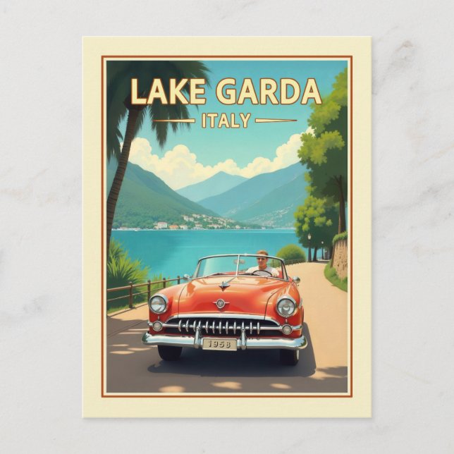 Italien Gardasee Vintag Retro Reisen Postkarte (Vorderseite)
