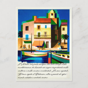 Italien, helle bunte Häuser Fluss Vintage Reise Postkarte