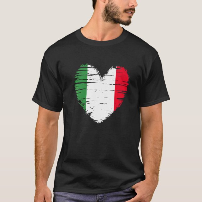 Italien Herz Italienische Flagge Italienischer Pri T-Shirt (Vorderseite)