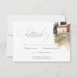 Italien Hochzeit in Urlaubsort Watercolor RSVP Car Karte