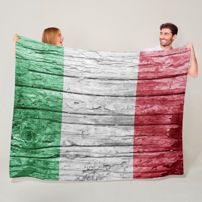 Italien - Holzflagge Fleecedecke (Beispiel)