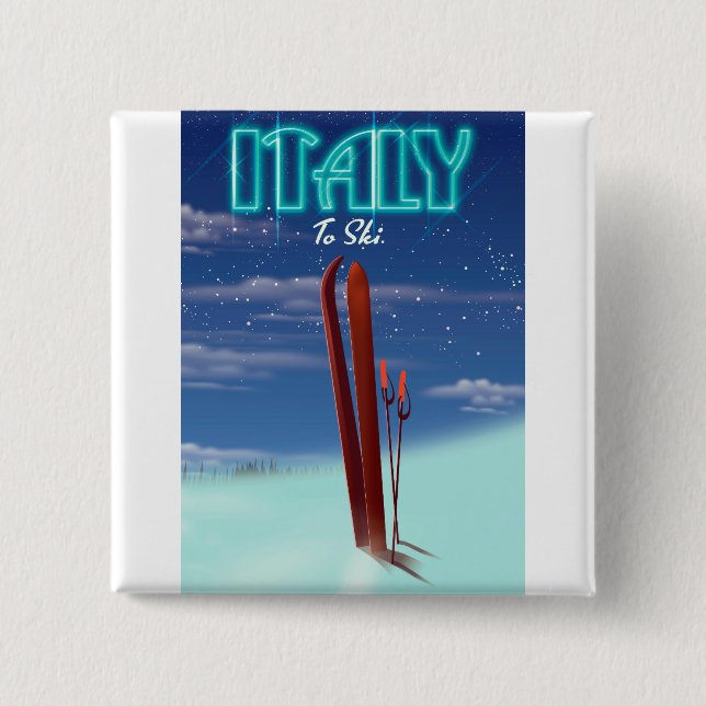Italien "Ice" Ski-Reiseplakat. Button (Vorderseite)