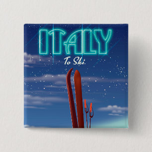 Italien "Ice" Ski-Reiseplakat. Button