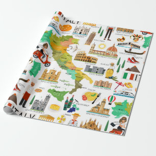 Italien Icons Design Geschenkpapier