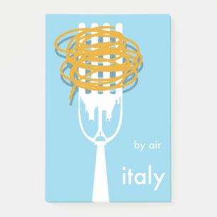 Italien im Flug, Vintage Reiseposter im Stil. Post-it Klebezettel