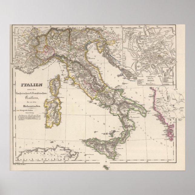 Italien im Rahmen des Sachsens Poster (Vorne)