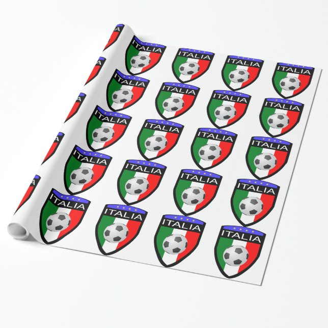 Italien-/Italien-Flaggen-Flecken - mit Fußball Geschenkpapier (Ungerollt)