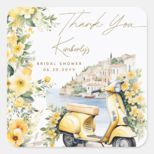 Italien Italien Positano Amalfi Vespa Brautparty Quadratischer Aufkleber