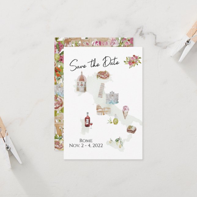 Italien, Italien - Reise, Italienisch Save the Dat Einladung (Vorderseite/Rückseite Beispiel)
