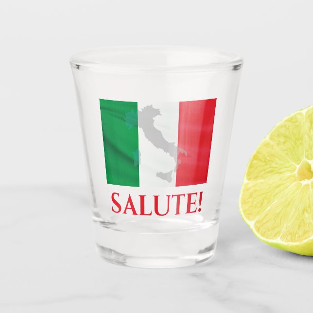 Italien Italienische Flagge Karte Salute Cheers Schnapsglas (Vorderseite)