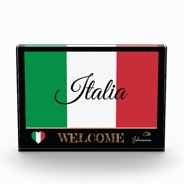 Italien - Italienische Flagge / Sport Willkommen Fotoblock (Vorderseite)