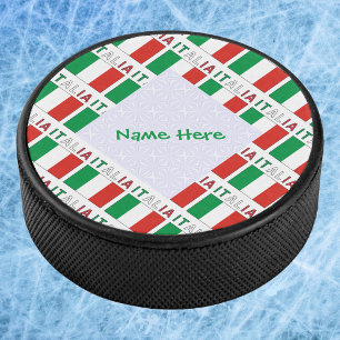 Italien Italienische Flagge Tiled Grün Personalisi Eishockey Puck