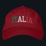 ITALIEN - Italienische Flaggenfarben grün, weiß un Bestickte Baseballkappe<br><div class="desc">ITALIA bestickt mit italienischen Flag Farben Grün Weiß und Rot auf roten Baumwollhut. Schenken Sie jedem,  der das schöne Land Italiens liebt,  ein wunderbares Geschenk!</div>