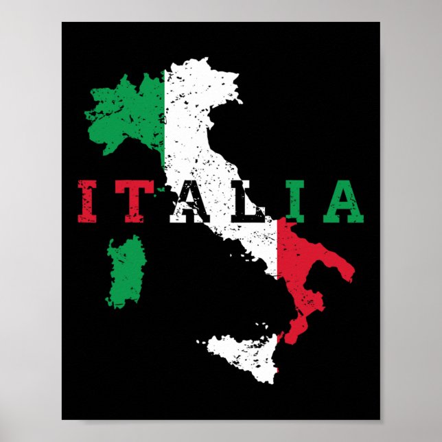 Italien Italienische Karte Flagge Pride Gift Herit Poster (Vorne)