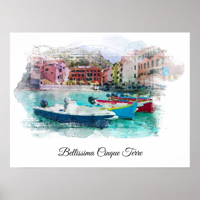 ** Italien Italienische Sprache Art Cinque Terra A Poster (Vorne)
