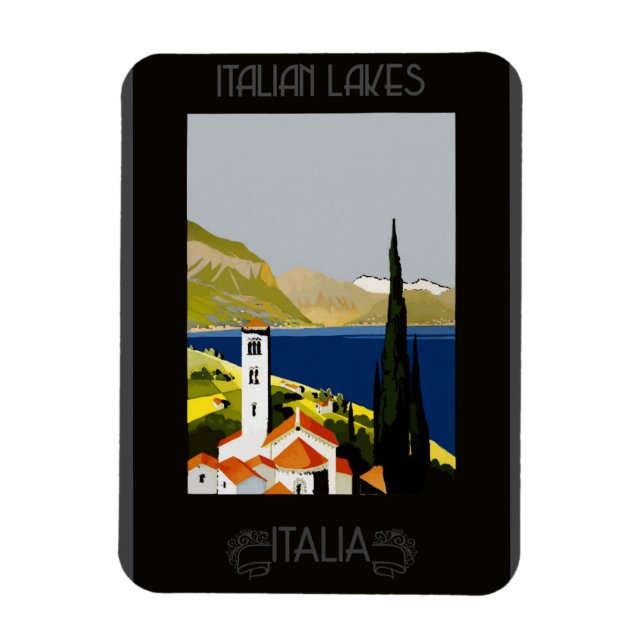 Italien Italienischer See Retro Vintage Reiseplane Magnet (Vertikal)