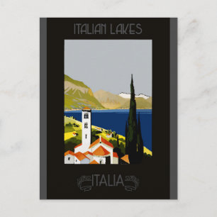 Italien Italienischer See Retro Vintage Reiseposte Postkarte