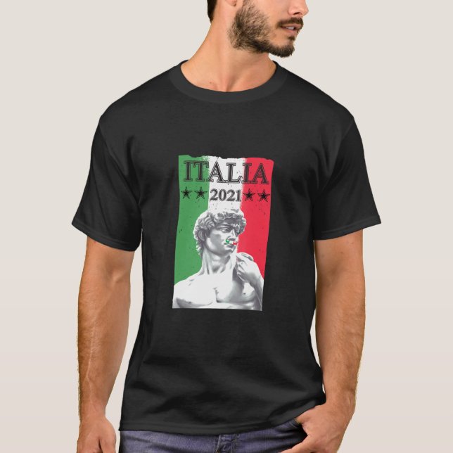 Italien Jersey Flag David Statue Soccer Footb T-Shirt (Vorderseite)