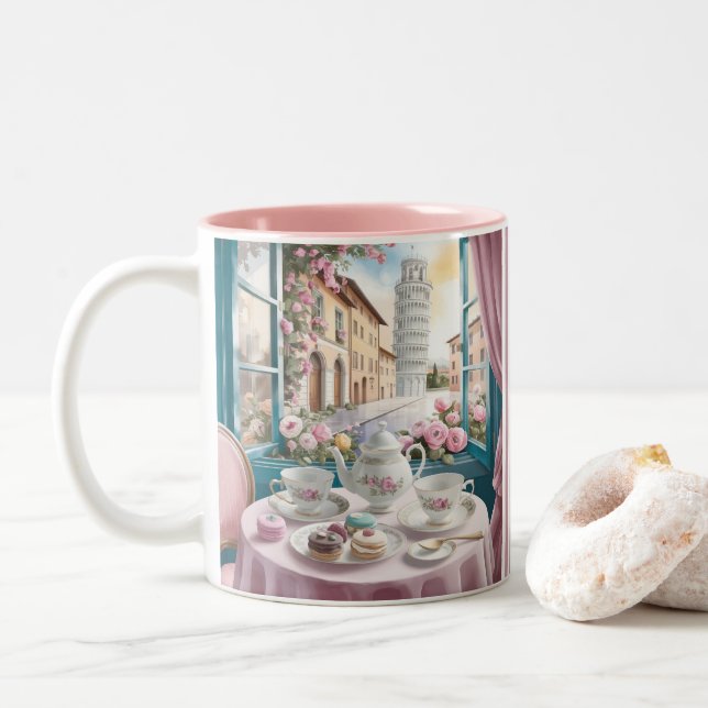 Italien Kaffee Cake & Süßigkeiten in der italienis Zweifarbige Tasse (Mit Donut)