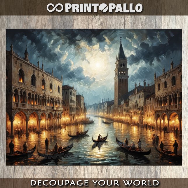 Italien Kanal von Venedig im Mondlicht Seidenpapier (Von Creator hochgeladen)