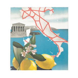 Italien Karte Lemons Vintage Travel Poster Notizblock