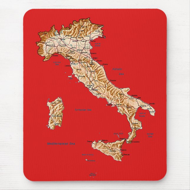 Italien-Karte Mousepad (Vorne)