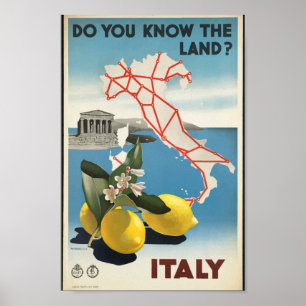 Italien Karte Vintage Travel Poster