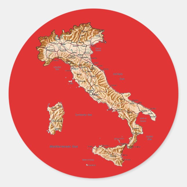 Italien Kartenaufkleber Runder Aufkleber (Vorderseite)