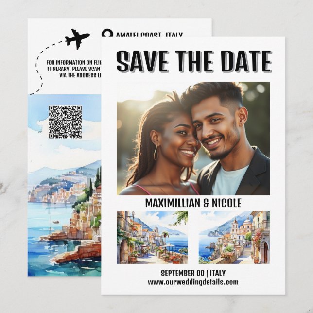 Italien Küste Foto Save the Date Ziel Amalfi (Vorne/Hinten)