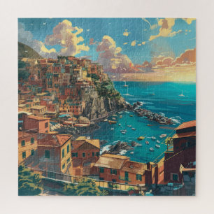 Italien Küstenlinie mit Türmchen und Sunlit Town Puzzle