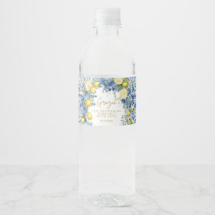 Italien Lemon Blue Tiles Grazie Brautparty Wasserflaschenetikett