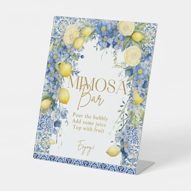 Italien Lemon Blue Tiles Mimosa Bar Sign Sockelschild (Vorderseite)