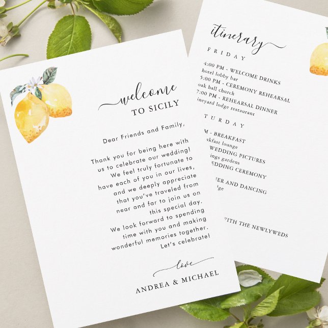 Italien Lemons Wedding Welcome Letter Tour Card Einladung (Von Creator hochgeladen)