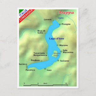 Italien - Lombardei - Iseosee - Karte -