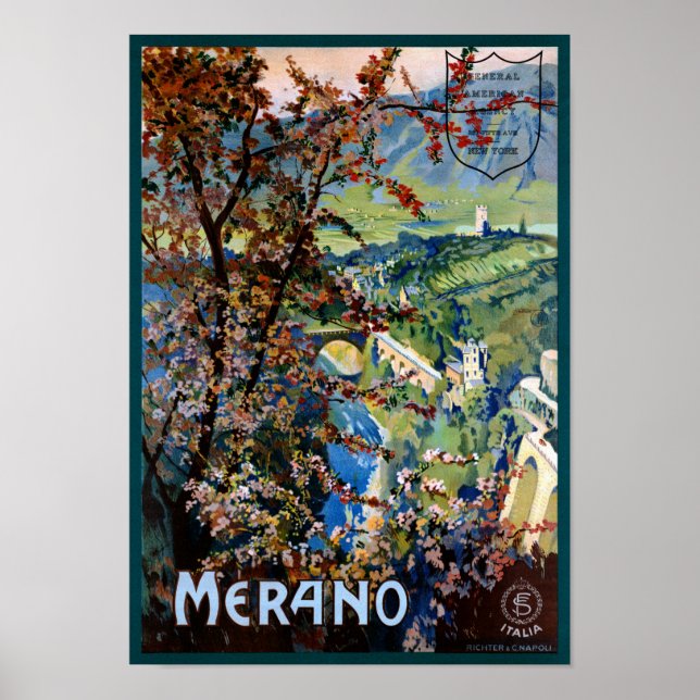 Italien Meran Meran Restured Vintage Travel Poster (Vorne)