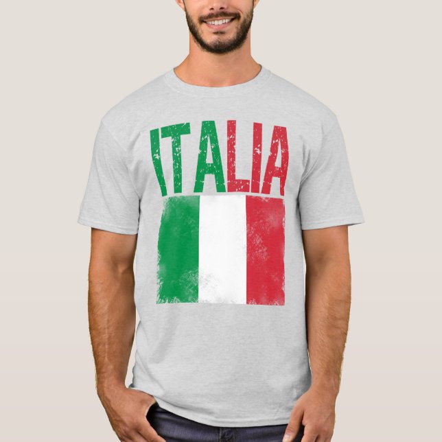 Italien mit italienischer Fahne im Rückblick T-Shirt (Vorderseite)