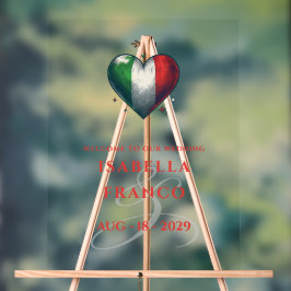 Italien Paarherz Hochzeit Willkommen Acrylschild