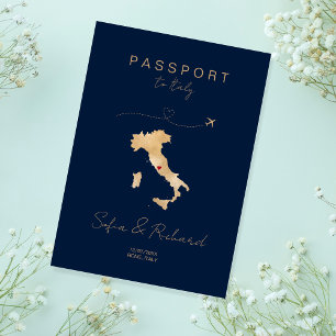 Italien - Pass für Hochzeiten - Weltkarte Einladung