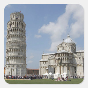 Italien, Pisa. Schiefer Turm von Pisa und Quadratischer Aufkleber