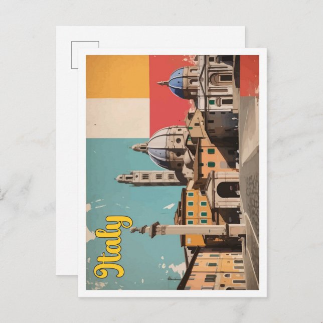 Italien Pop Art Travel Illustration Postkarte (Vorne/Hinten)