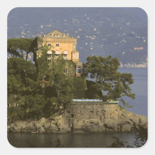 Italien, Portofino. Malerisches Leben an der Quadratischer Aufkleber