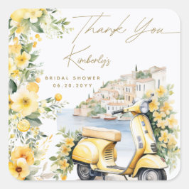 Italien Positano Amalfi Vespa Brautparty Quadratischer Aufkleber