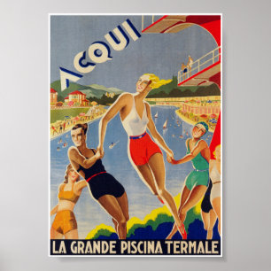 Italien Print, Piscina, Retro Vintage Travel Poster